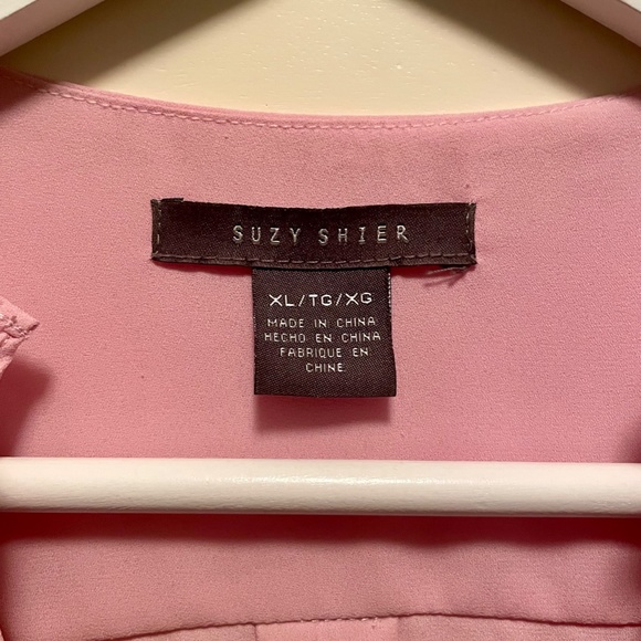 Suzy Shier Pink Long Sleeve V Neck Blouse Size XL - Picture 3 of 4